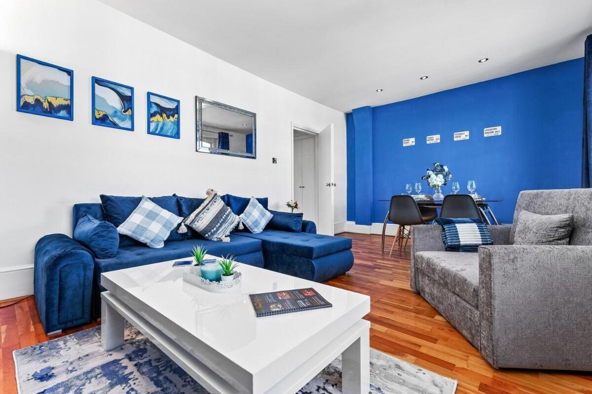Balcony Blue Theme 1 Bedroom Central London Luxury Flat Near Hyde Park! Accommodates Up To 6! Double Sofa Bed And Next To Station! Exterior photo